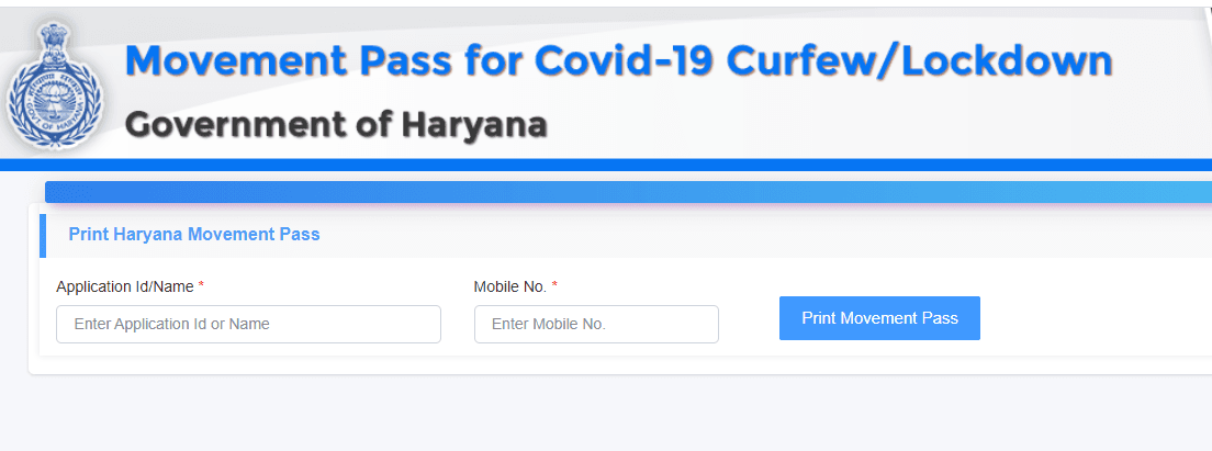 Haryana Movement Pass Print Download