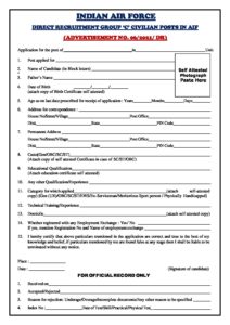 OnlineForms.in Indian Air Force Cook Offline Form 2021