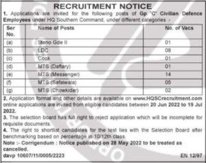 Army Southern Command Group C Online Form 2022