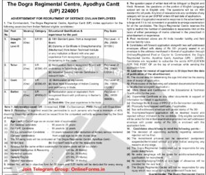 Dogra Regimental Centre Notification 25052023