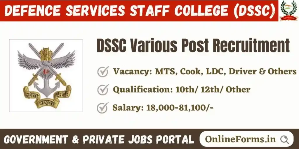Defence Services Staff College Recruitment