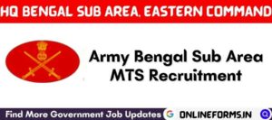 Army HQ Bengal Sub Area Recruitment