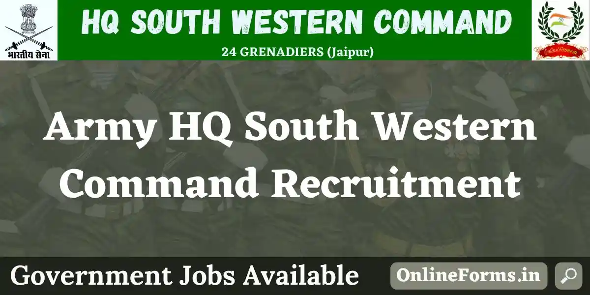 Indian Army HQ South Western Command Recruitment