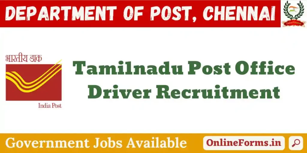 Tamilnadu Post Office Driver Recruitment