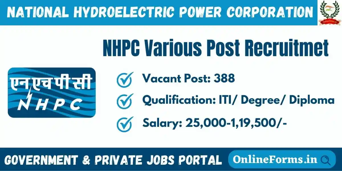 NHPC India Recruitment 2023 JE & Other Post Admit Card