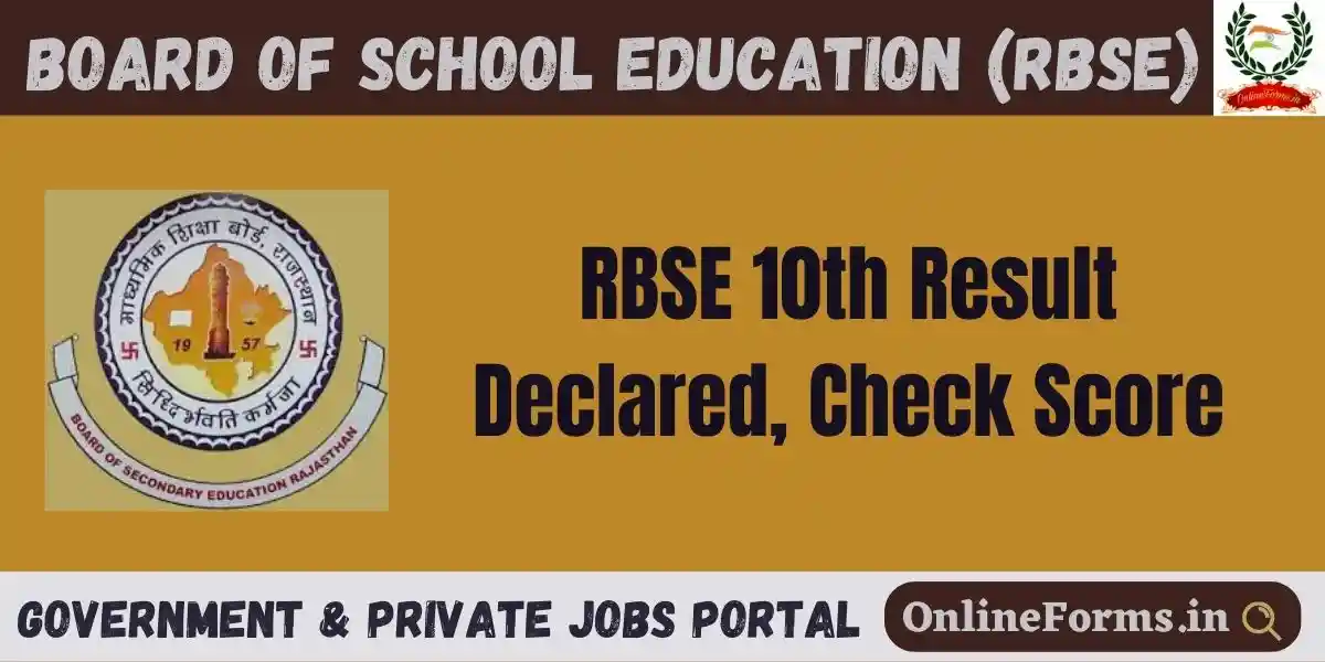 RBSE 10th Result 2025 Declared, Check Score