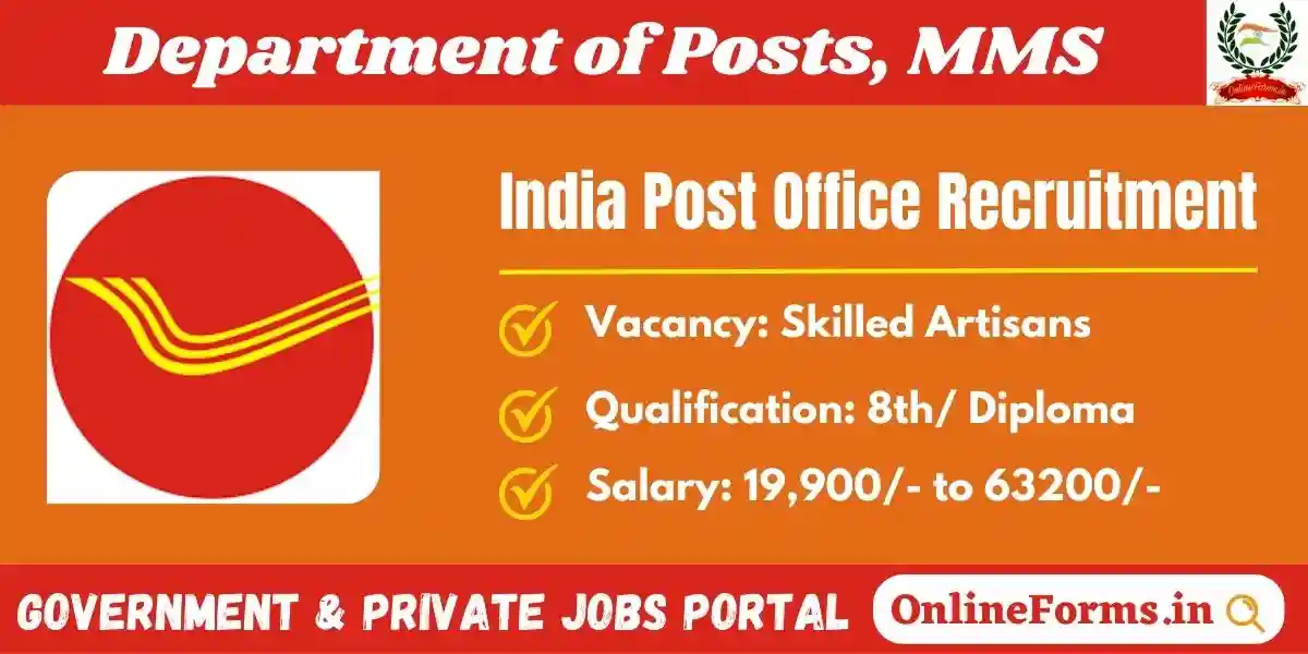 India Post Office Skilled Artisans Recruitment 2023