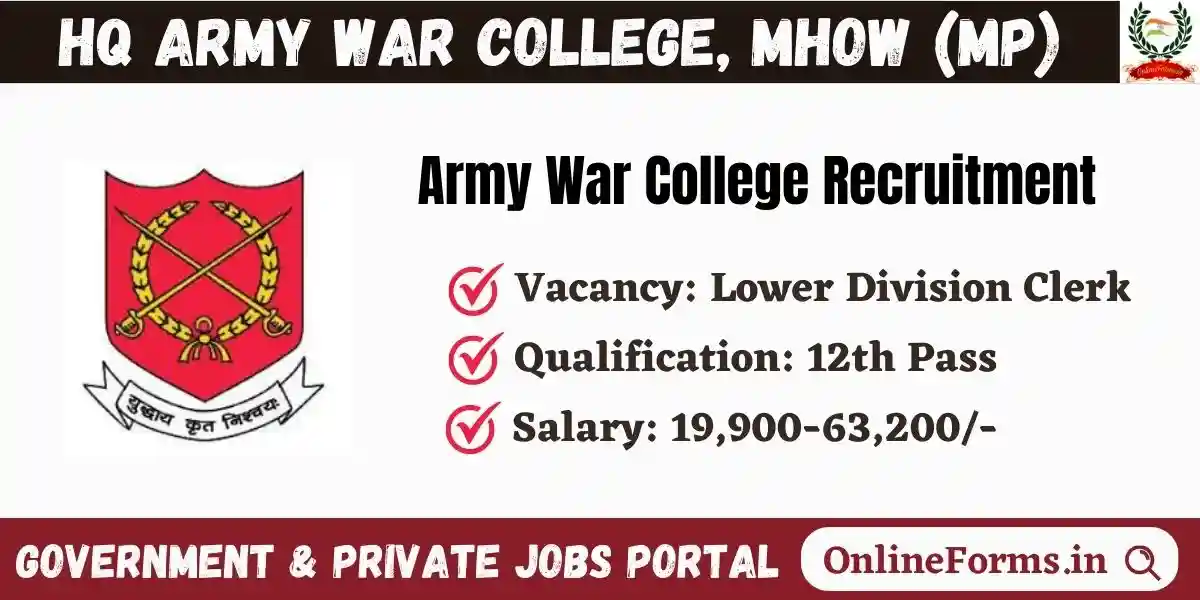 Army War College Mhow Recruitment 2023