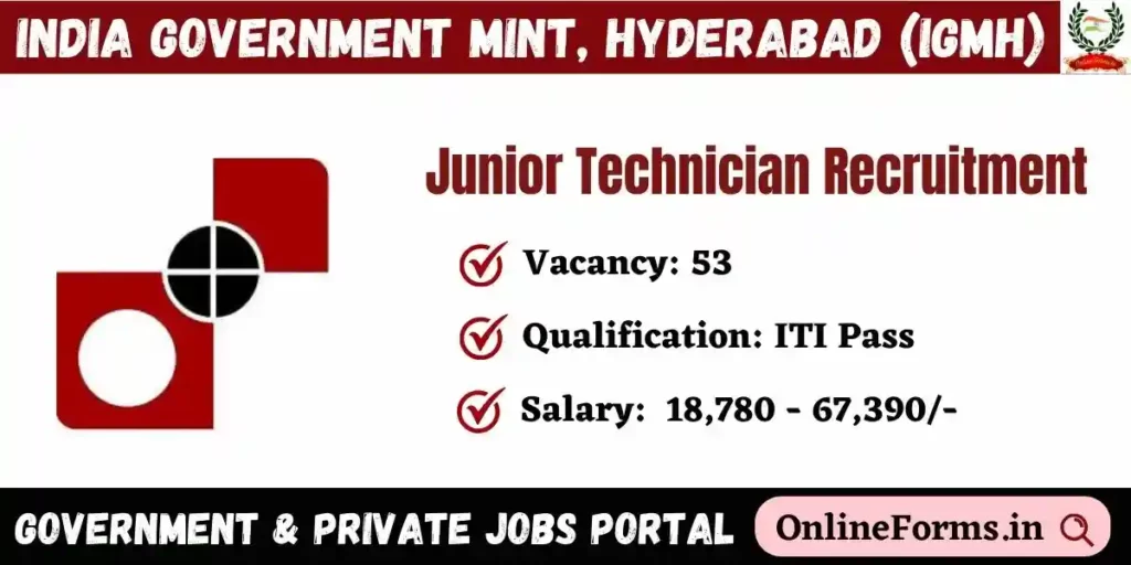 IGM Hyderabad Junior Technician Recruitment 2023