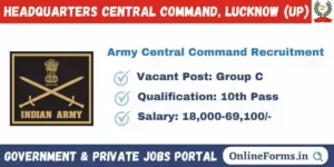 Army HQ Central Command Recruitment 2023