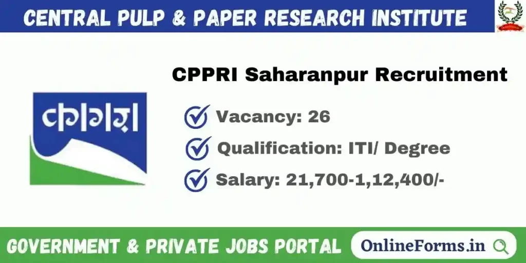 CPPRI Saharanpur Recruitment 2023