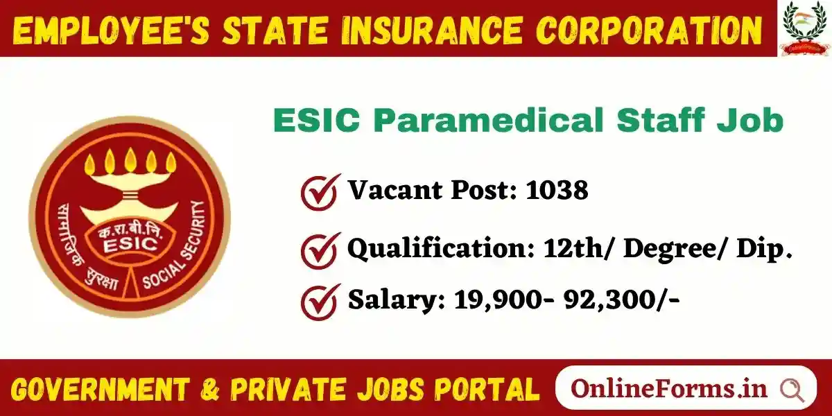 ESIC Paramedical Staff Recruitment 2023