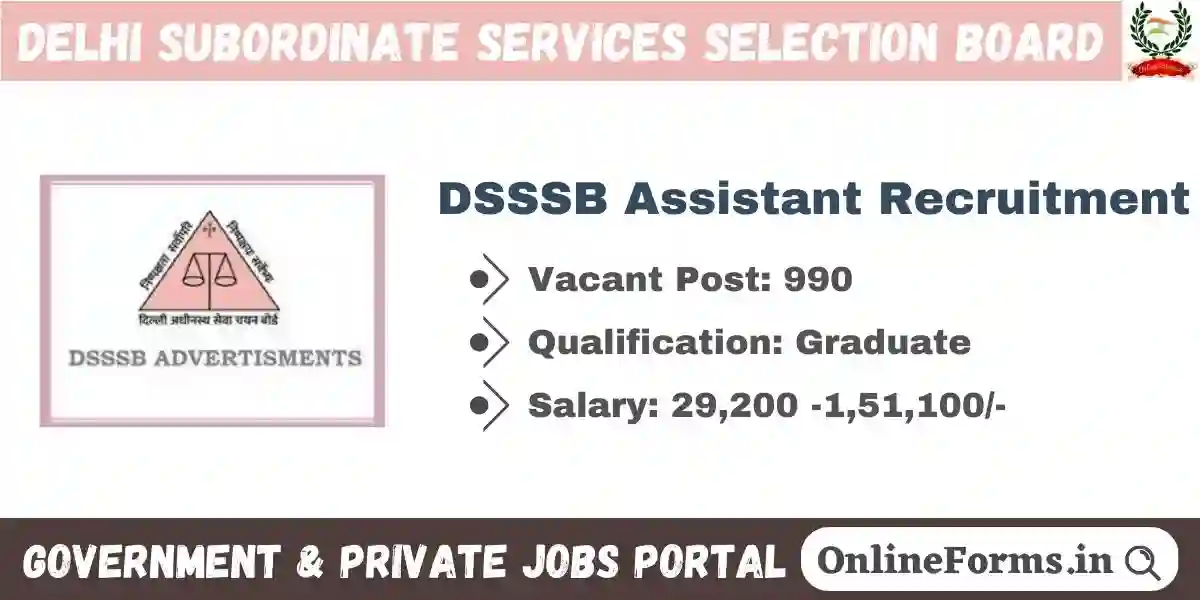DSSSB Assistant Recruitment 2024