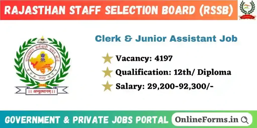 Rajasthan Junior Assistant Recruitment 2024