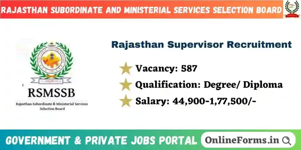 Rajasthan Supervisor Recruitment