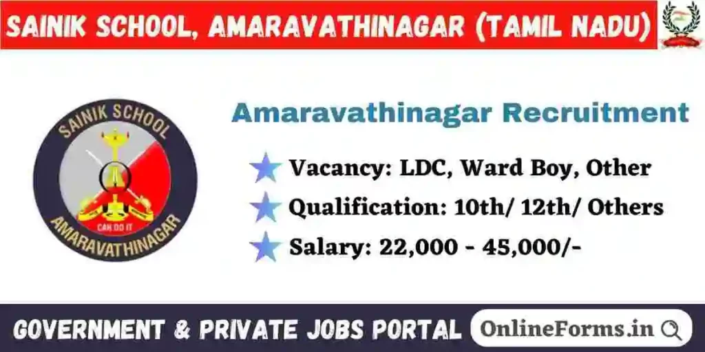 Sainik School Amaravathinagar Recruitment 2024