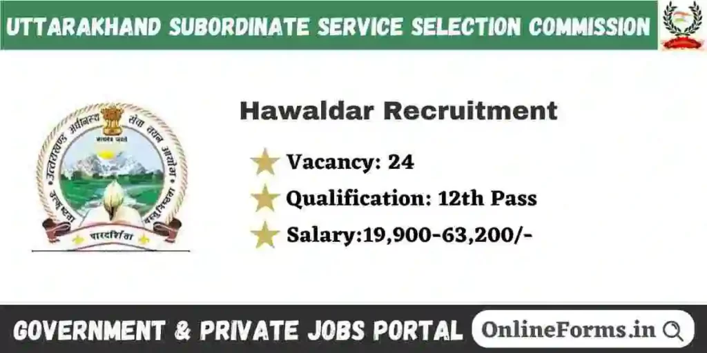 Uttarakhand Hawaldar Recruitment 2024