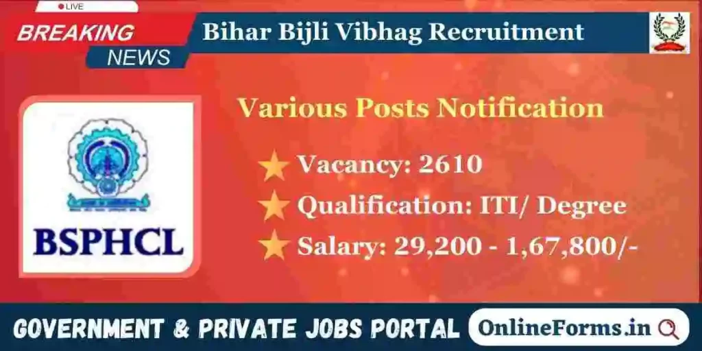 Bihar Bijli Vibhag Recruitment 2024