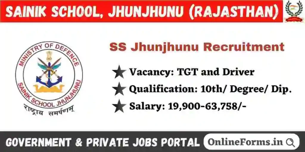 Sainik School Jhunjhunu Recruitment 2024