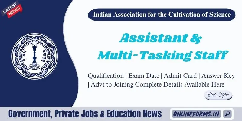 IACS Recruitment 2026 Apply for MTS & Assistant IACS Recruitment 2026