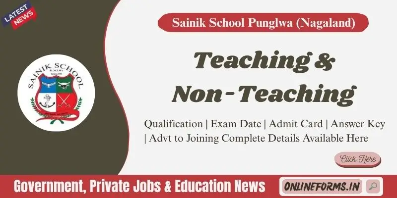 Sainik School Punglwa Recruitment 2026 Application Form Sainik School Punglwa Recruitment